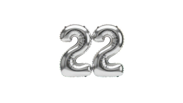 Silver number 22 balloon png foil number balloon png celebration decoration png party balloon png transparent background image