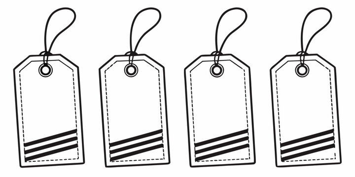 Five blank tags with string attachments on a white background Vector