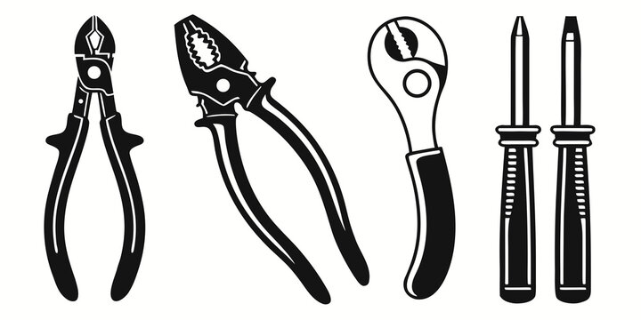 Assorted pliers and cutters for various diy and professional tasks Vector