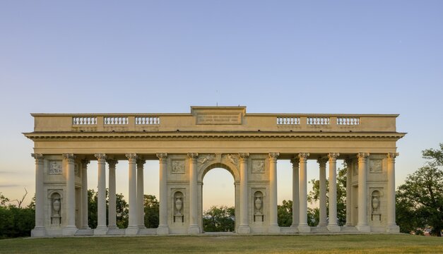 Rice colonnade in the evening light, Valtice, Jihomoravsk&yacute; kraj, Czech Republic