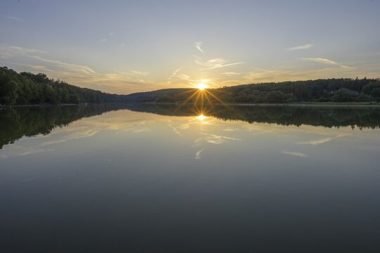 Evening atmosphere at the Mze reservoir, Vranov u Stř&iacute;bra, Plzeňsk&yacute; kraj, Czech Republic