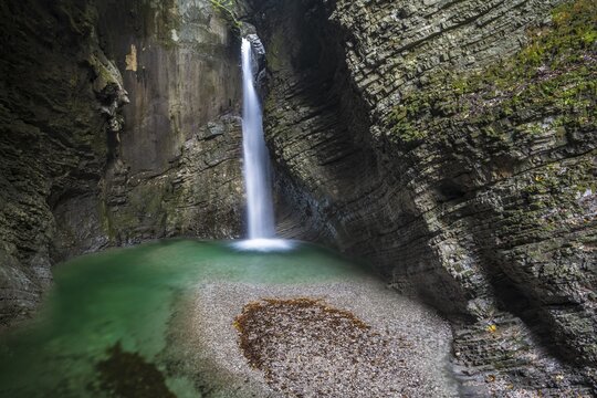 Waterfall Slap Kozjak, near Kobarid, Soca Valley, Triglav National Park, Slovenia