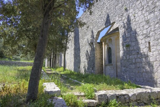 Church of the Benedictine Abbey built into the wall, Mljet Island, Dubrovnik-Neretva County, Croatia