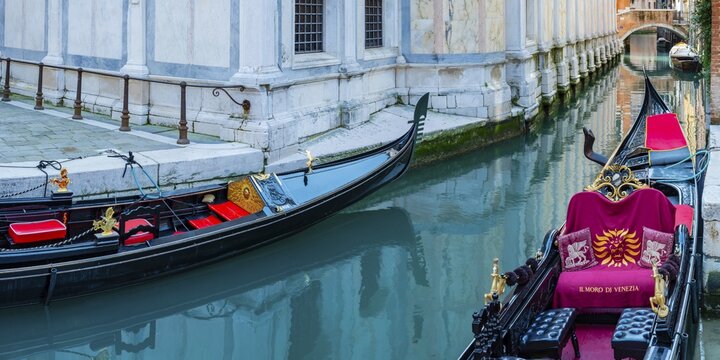 Gondolas, San Marco district, Venice, lagoon city, Veneto, Venice, Italy