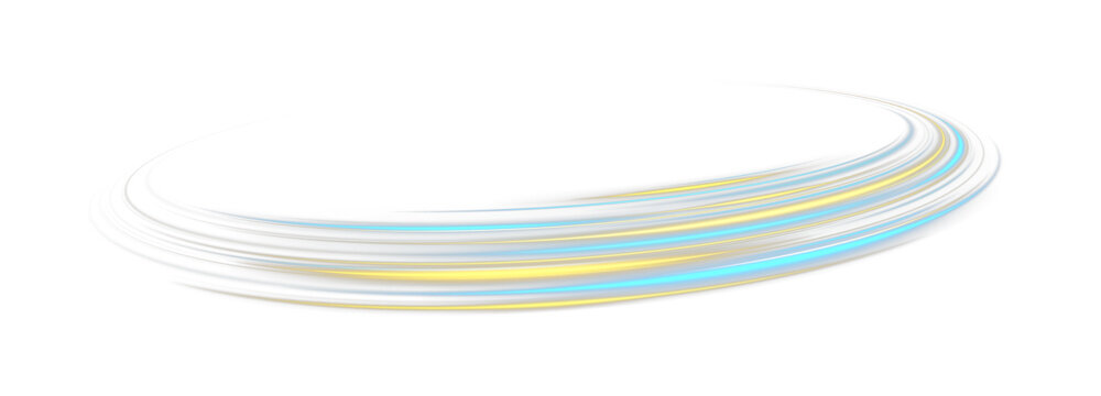 Futuristic neon lines twirl with circular motion and sparkling energy.