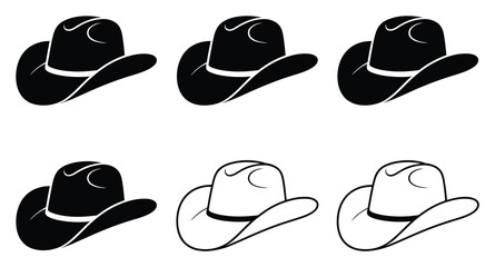 Cowboy Hat Silhouette Vector Illustration Set