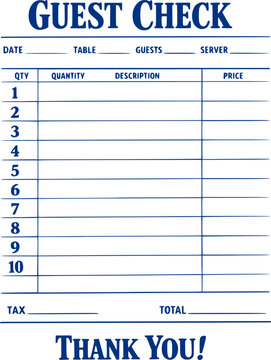 Guest check art print, trendy wall art blank restaurant receipt vector illustration for digital and personalized gift
