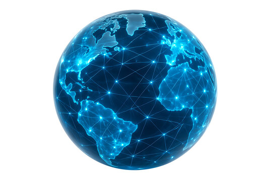 3D Digital Globe with Glowing Network Connections &ndash; Global Internet, Data Transfer and Worldwide Communication Concept