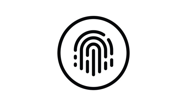 Simple black fingerprint icon on white background.
