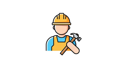 Obraz premium Construction Worker Cartoon Character Icon.