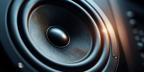 Close-up of a high-quality speaker, emphasizing the intricate design and sound performance for music enthusiasts and audio professionals.