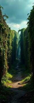 A weathered treasure map leading through a perilous maze,  labyrinth,  exploration