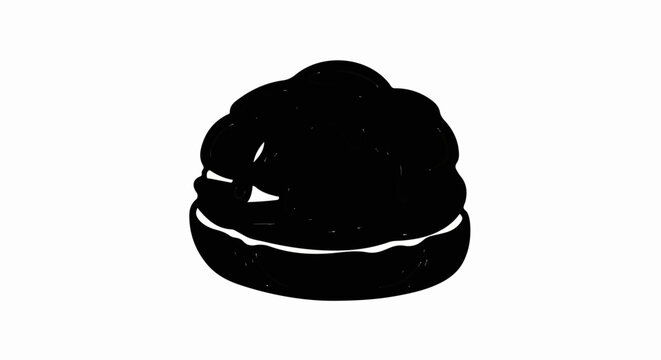 Abstract dark blob with white accents on a white background