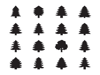Obraz premium Pine Tree Silhouette Set for Nature Landscape Artwork 