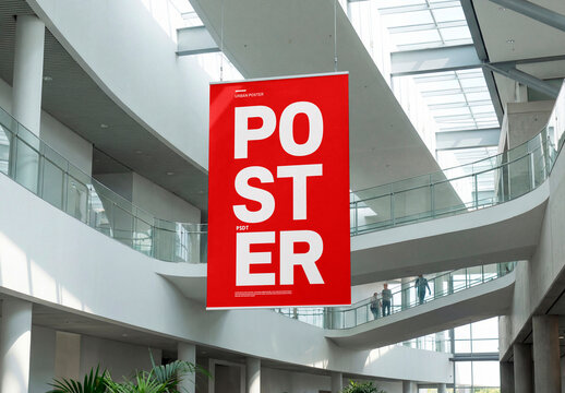 Hanging Banner Mockup &ndash; Modern interior display