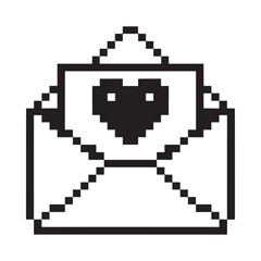Fototapeta premium Pixelated envelope with a heart shape inside simple graphic design
