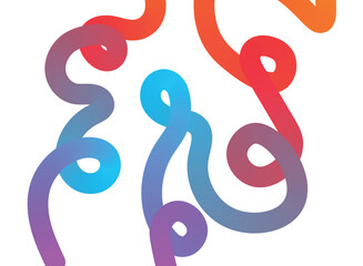 Vibrant colorful swirling shapes on white background