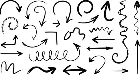 Hand-drawn arrows and curves collection for infographics and ui elements Vector