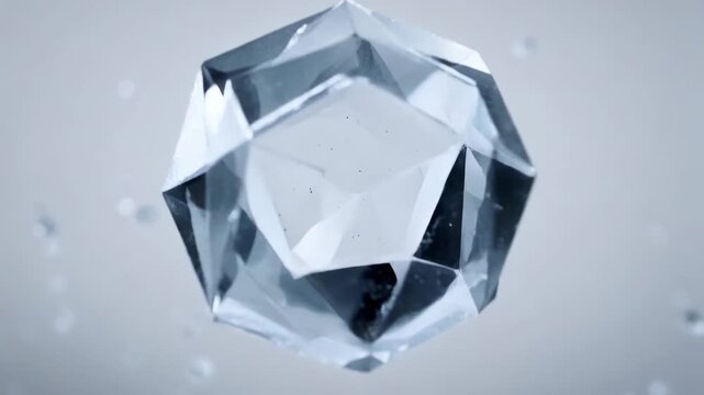 Dynamic crystal movement in air: closeup of suspended floating gems