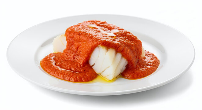Gourmet Bacalao a la Vizca&iacute;na Cod Fillet Isolated