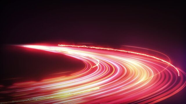 Glowing light trails creating dynamic abstract speed highway