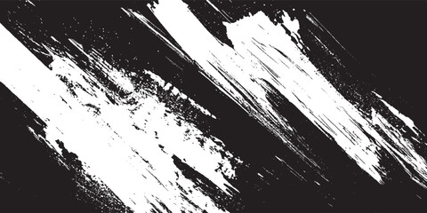 Abstract White Brush Strokes on Black Background Texture.