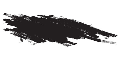 Abstract Black Ink Brush Stroke Texture on White Background.