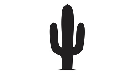 Fototapeta premium Minimalist black silhouette of a saguaro cactus standing tall and isolated.