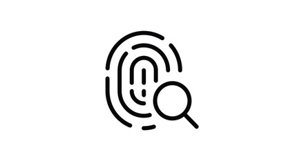 Fingerprint identification with magnifying glass symbolizing forensic analysis.