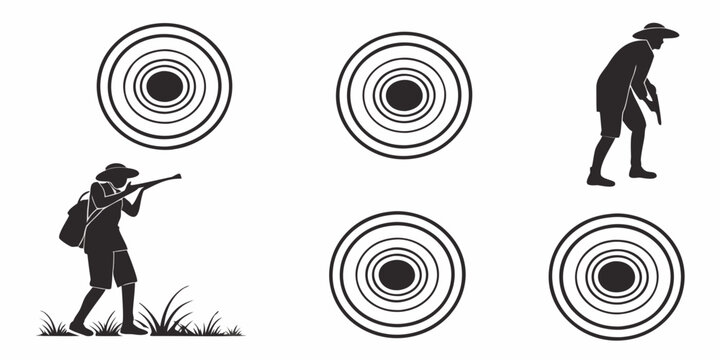 A man shooting at a target with a bow and arrow Vector