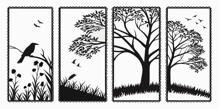 A sequence of a tree growing and being cut down over time Vector