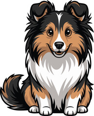 Cute cartoon a illustrator vector shetland sheepdog