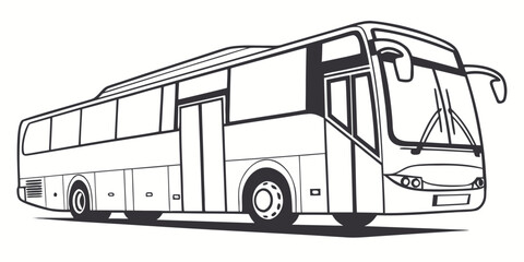 A large, modern bus with a sleek design and multiple windows Vector © Mithu