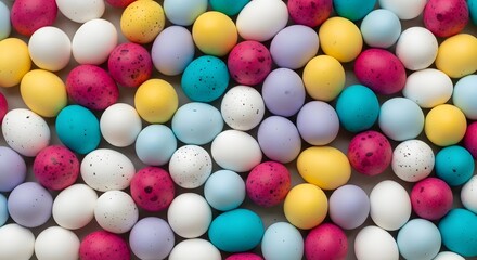 Obraz premium Colorful candy balls in various pastel shades and patterns isolated on white background