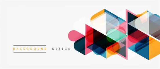 Obraz premium Abstract geometric shapes overlap, creating vibrant colorful background design. Modern style, clean lines, simple composition.