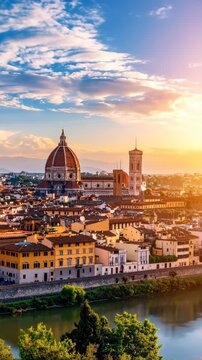 Florence Cathedral and Cityscape at Sunset.
