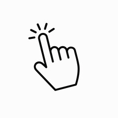Obraz premium Black and White Icon of a Hand Pointing Finger with Sparkles Keywords: hand, pointing, finger, click, cursor, icon, symbol
