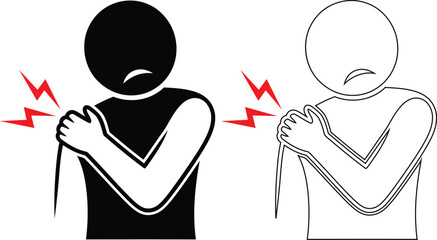 An illustration of two people experiencing shoulder pain and discomfort