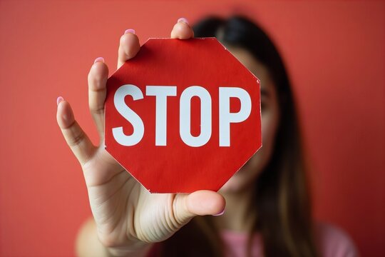 Empowering Image of a Woman Asserting Stop to Sexual Harassment and Violence Against Women