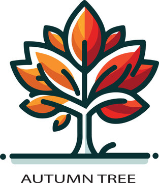 autumn tree logo icon vector white background 
