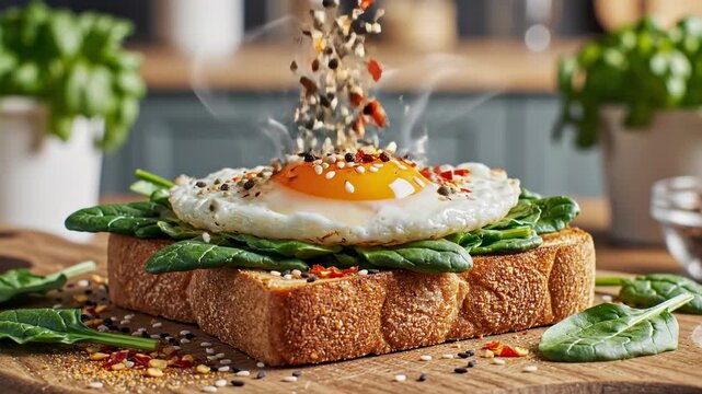 Delicious Egg and Spinach Toast - A Healthy Breakfast Delight.