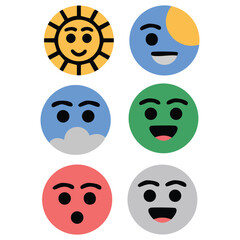 Obraz premium Expressive round faces for kids products and stickers vector design