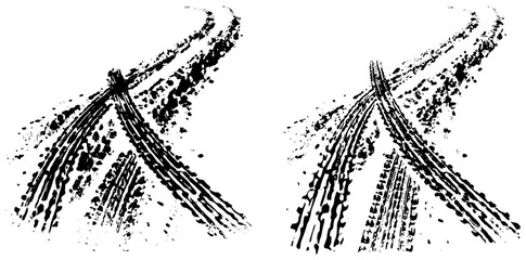 PNG drift marks overlay on transparent background. Skid texture for motorsport posters. © Александр Куспляк