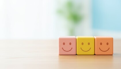 Happy Faces on Blocks, Indoor Environment, Playful Concept, Close-up View