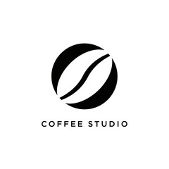Fototapeta premium Coffee Studio Logo Design with Coffee Bean.