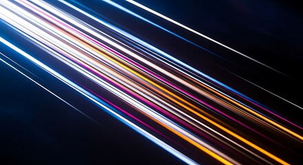 Vibrant Light Trails on Dark Background
