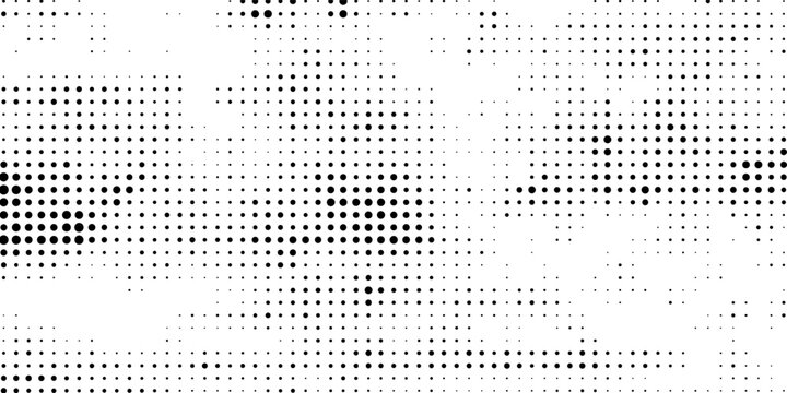 Grunge halftone gradient background. Faded grit noise texture. White and black sandy wallpaper. Retro pixelated backdrop. Anime or manga style comic overlay. Vector graphic design textured template