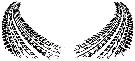 PNG tire donut track overlay on transparent background. Circular tread mark for drift visuals. © Gunenko