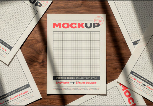 Pages on Wooden Desk Mockup