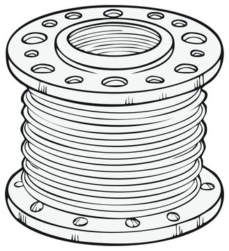 Industrial expansion joint with flanges and bellows for piping systems